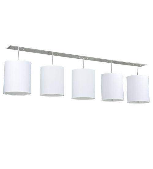 Meyda Lighting Cilindro 103" 5-Light Nickel Linear Pendant Light With White Textrene Shade