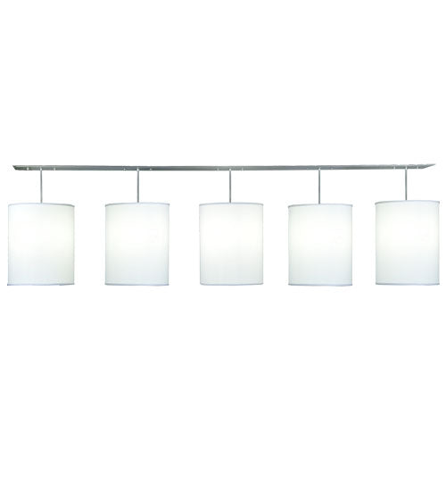 Meyda Lighting Cilindro 103" 5-Light Nickel Linear Pendant Light With White Textrene Shade