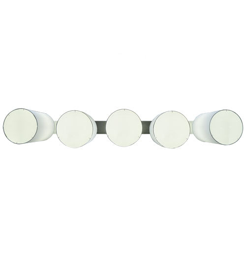 Meyda Lighting Cilindro 103" 5-Light Nickel Linear Pendant Light With White Textrene Shade