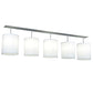 Meyda Lighting Cilindro 103" 5-Light Nickel Linear Pendant Light With White Textrene Shade
