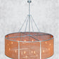 Meyda Lighting Cilindro 108" 20-Light Nickel Rame Chandelier With Copper Weave Texture Shade