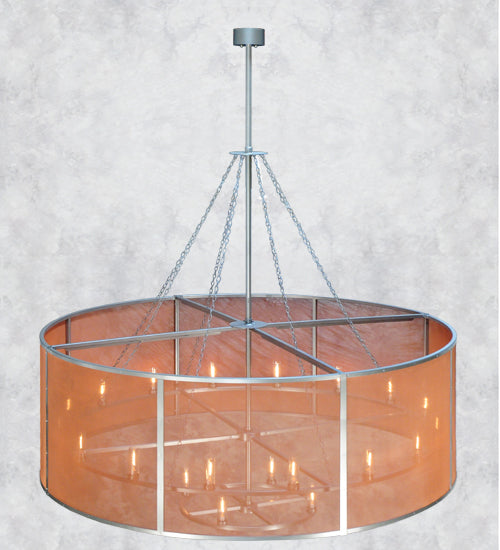 Meyda Lighting Cilindro 108" 20-Light Nickel Rame Chandelier With Copper Weave Texture Shade