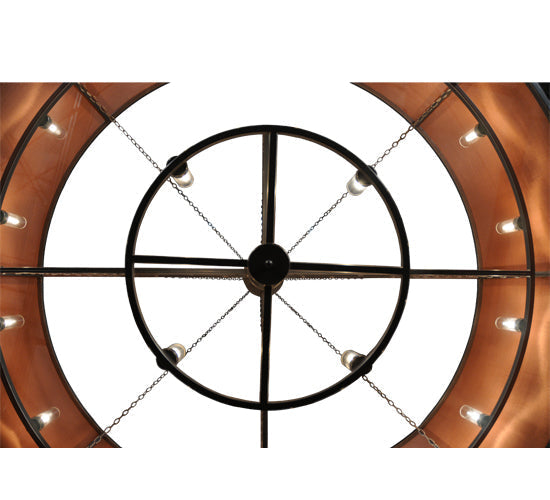 Meyda Lighting Cilindro 108" 20-Light Nickel Rame Chandelier With Copper Weave Texture Shade