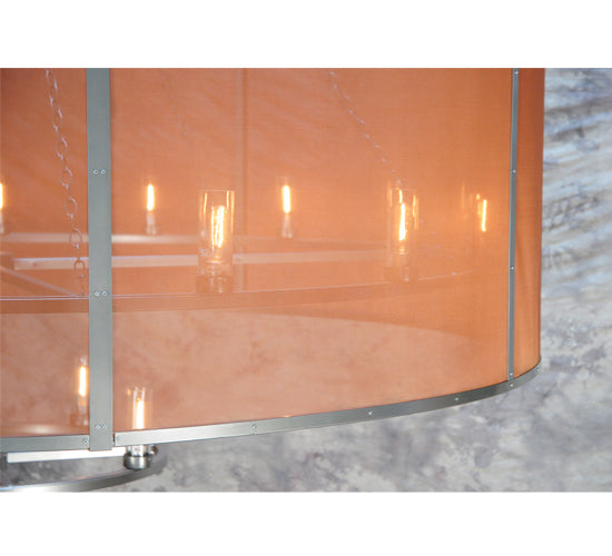 Meyda Lighting Cilindro 108" 20-Light Nickel Rame Chandelier With Copper Weave Texture Shade