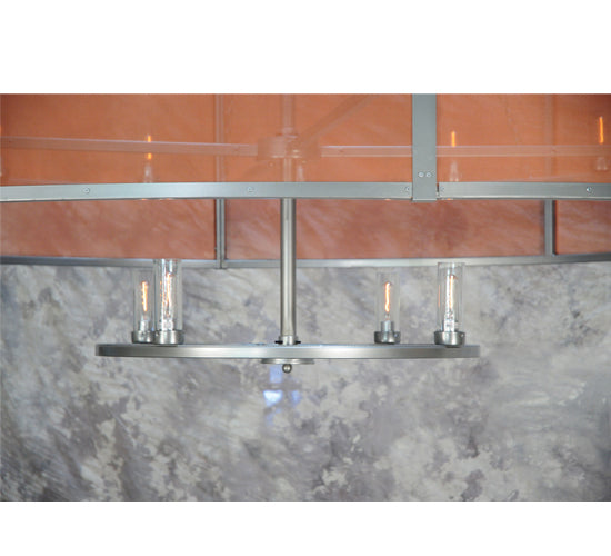 Meyda Lighting Cilindro 108" 20-Light Nickel Rame Chandelier With Copper Weave Texture Shade