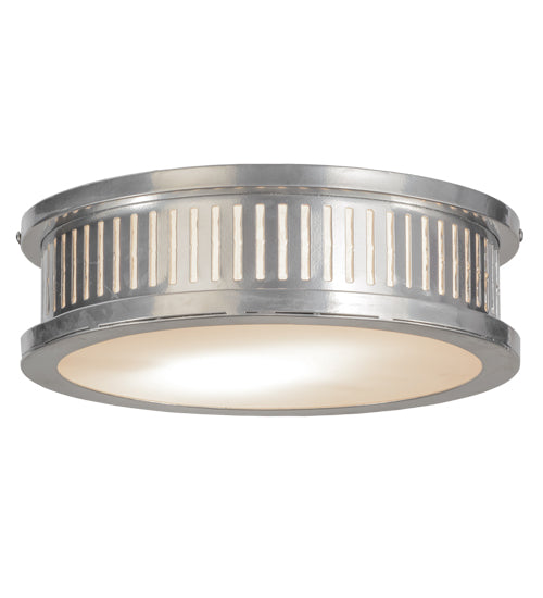 Meyda Lighting Cilindro 11" 2-Light Extreme Chrome Chisolm Passage Flush Mount Light With White Statuario Idalight Shade
