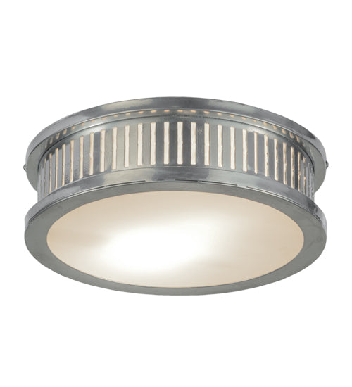 Meyda Lighting Cilindro 11" 2-Light Extreme Chrome Chisolm Passage Flush Mount Light With White Statuario Idalight Shade