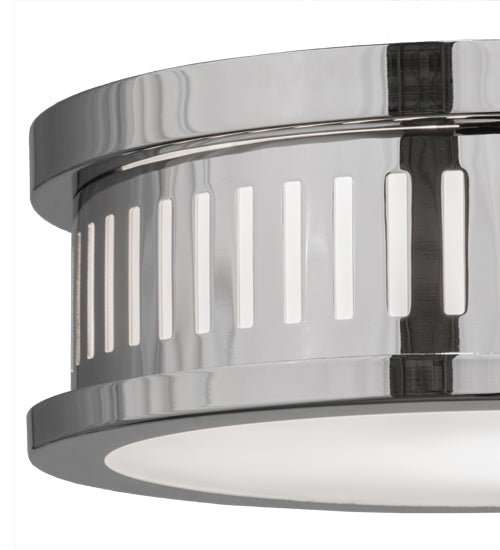 Meyda Lighting Cilindro 11" 2-Light Extreme Chrome Chisolm Passage Flush Mount Light With White Statuario Idalight Shade