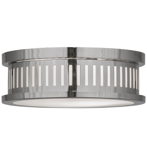 Meyda Lighting Cilindro 11" 2-Light Extreme Chrome Chisolm Passage Flush Mount Light With White Statuario Idalight Shade