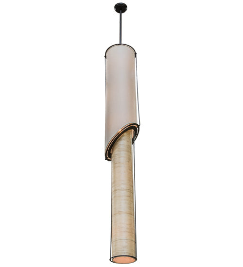 Meyda Lighting Cilindro 11" 5-Light Timeless Bronze Kiltered Pendant Light With Oil Rubbed Kraft Paper Shade