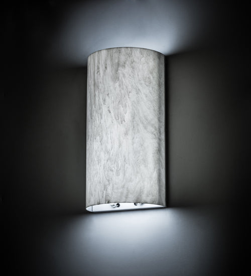 Meyda Lighting Cilindro 11" LED Nickel Wall Sconce With Whitestone Idalight Shade Glass