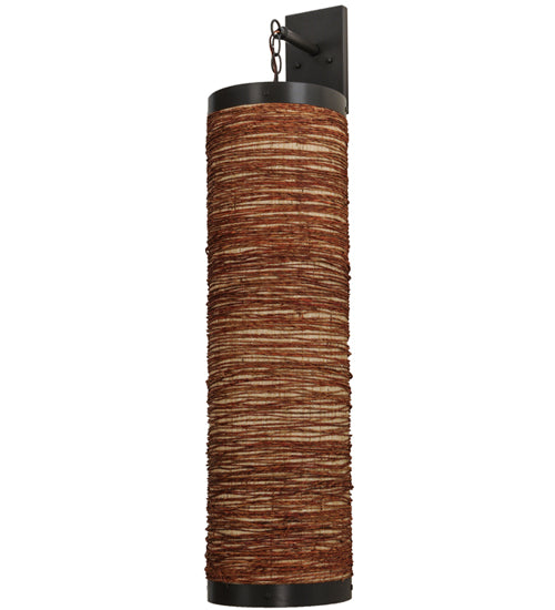 Meyda Lighting Cilindro 11" Timeless Bronze Arrow Root Hanging Wall Sconce With Natural Jute Shade