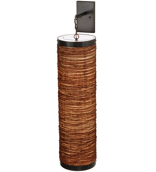 Meyda Lighting Cilindro 11" Timeless Bronze Arrow Root Hanging Wall Sconce With Natural Jute Shade