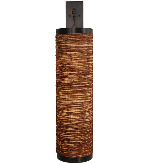 Meyda Lighting Cilindro 11" Timeless Bronze Arrow Root Hanging Wall Sconce With Natural Jute Shade
