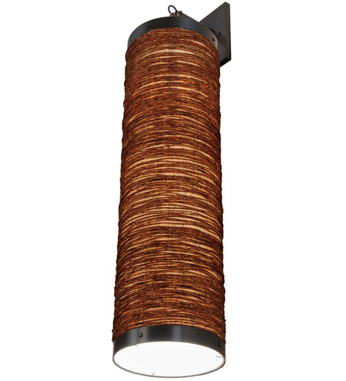 Meyda Lighting Cilindro 11" Timeless Bronze Arrow Root Hanging Wall Sconce With Natural Jute Shade
