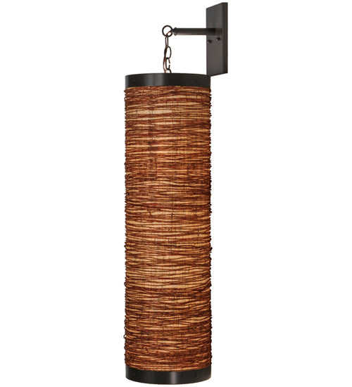 Meyda Lighting Cilindro 11" Timeless Bronze Arrow Root Hanging Wall Sconce With Natural Jute Shade
