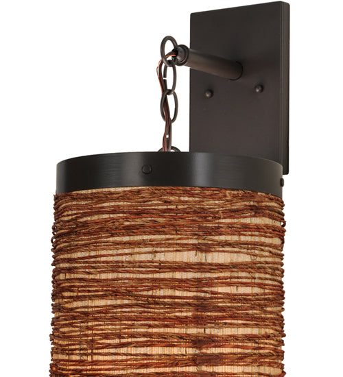 Meyda Lighting Cilindro 11" Timeless Bronze Arrow Root Hanging Wall Sconce With Natural Jute Shade