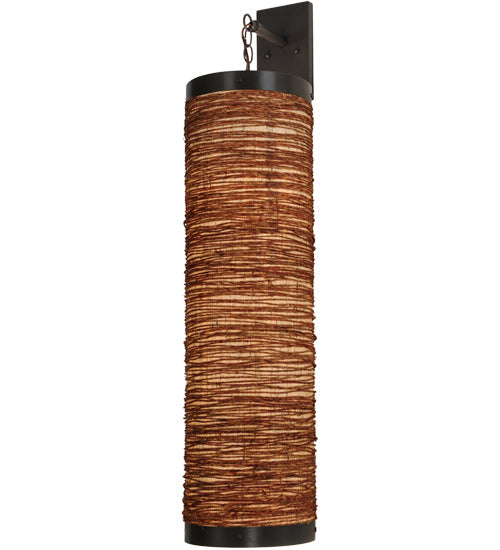 Meyda Lighting Cilindro 11" Timeless Bronze Arrow Root Hanging Wall Sconce With Natural Jute Shade