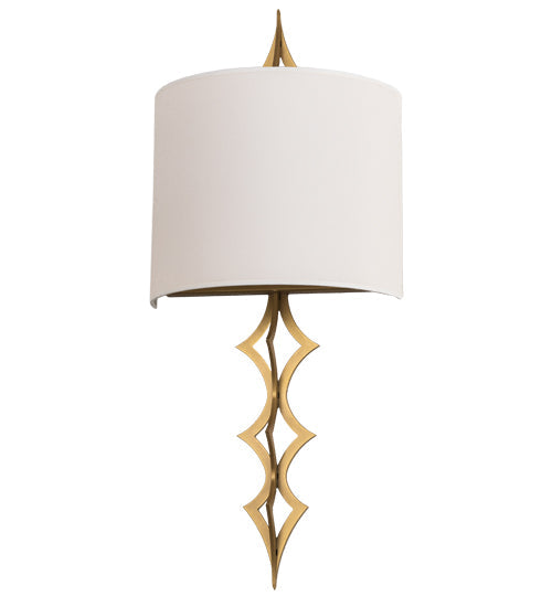 Meyda Lighting Cilindro 12" 2-Light Goldtastic Diamente Wall Sconce With Eggshell Textrene Shade