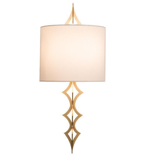 Meyda Lighting Cilindro 12" 2-Light Goldtastic Diamente Wall Sconce With Eggshell Textrene Shade