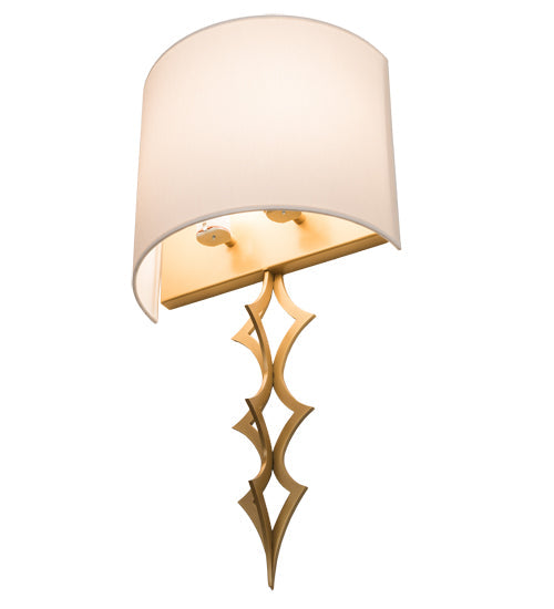 Meyda Lighting Cilindro 12" 2-Light Goldtastic Diamente Wall Sconce With Eggshell Textrene Shade