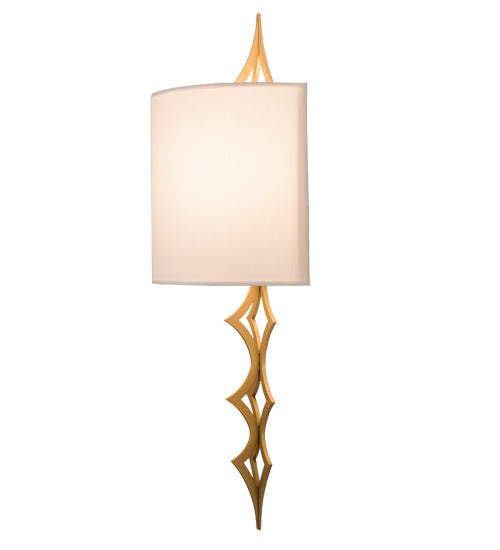 Meyda Lighting Cilindro 12" 2-Light Goldtastic Diamente Wall Sconce With Eggshell Textrene Shade