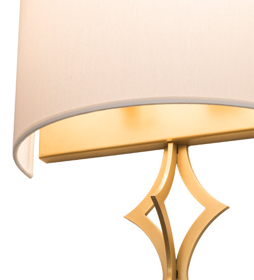 Meyda Lighting Cilindro 12" 2-Light Goldtastic Diamente Wall Sconce With Eggshell Textrene Shade