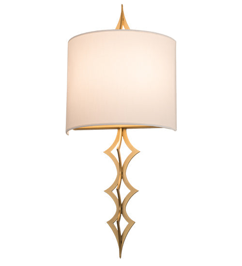 Meyda Lighting Cilindro 12" 2-Light Goldtastic Diamente Wall Sconce With Eggshell Textrene Shade