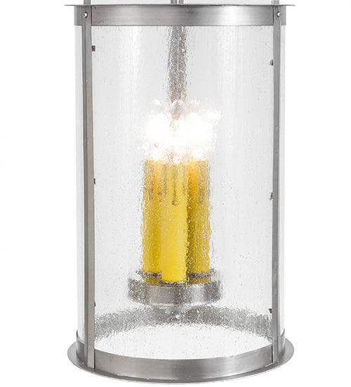 Meyda Lighting Cilindro 12" 3-Light Brushed Nickel Campbell Hanging Wall Sconce With Clear Seeded Shade Glass