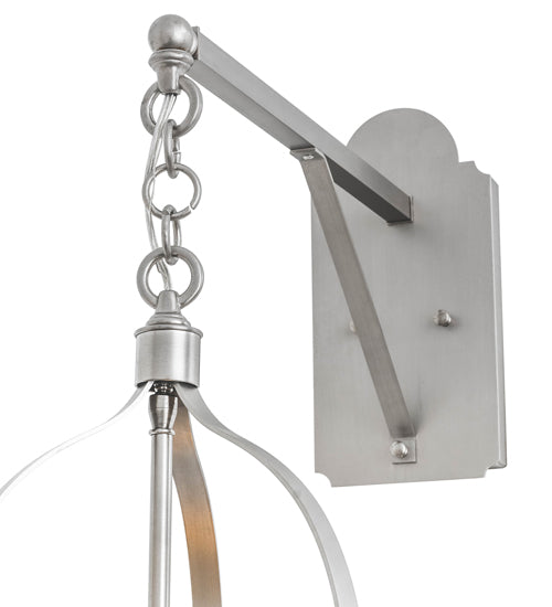 Meyda Lighting Cilindro 12" 3-Light Brushed Nickel Campbell Hanging Wall Sconce With Clear Seeded Shade Glass