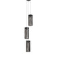 Meyda Lighting Cilindro 12" 3-Light Natural Iron Cage Cascading Pendant Light With Solar Black Shade