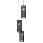 Meyda Lighting Cilindro 12" 3-Light Natural Iron Cage Cascading Pendant Light With Solar Black Shade