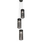 Meyda Lighting Cilindro 12" 3-Light Natural Iron Cage Cascading Pendant Light With Solar Black Shade