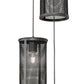 Meyda Lighting Cilindro 12" 3-Light Natural Iron Cage Cascading Pendant Light With Solar Black Shade