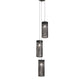 Meyda Lighting Cilindro 12" 3-Light Natural Iron Cage Cascading Pendant Light With Solar Black Shade