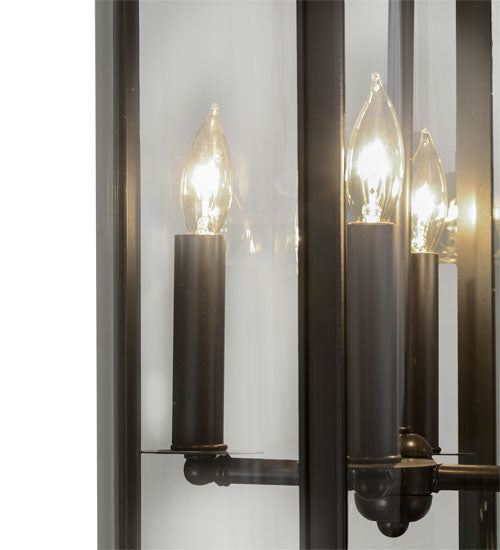 Meyda Lighting Cilindro 12" 4-Light Craftsman Brown Campbell Pendant Light With Clear Shade Glass