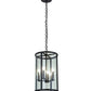 Meyda Lighting Cilindro 12" 4-Light Craftsman Brown Campbell Pendant Light With Clear Shade Glass