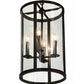 Meyda Lighting Cilindro 12" 4-Light Craftsman Brown Campbell Pendant Light With Clear Shade Glass
