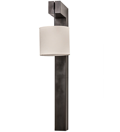 Meyda Lighting Cilindro 12" Amorire Hickory Wall Sconce With Off White Textrene Shade