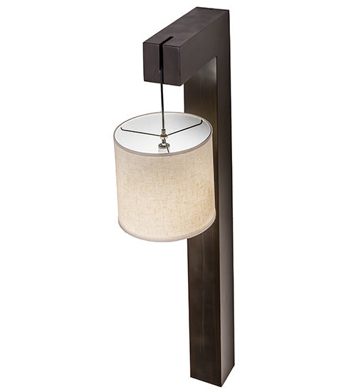 Meyda Lighting Cilindro 12" Amorire Hickory Wall Sconce With Off White Textrene Shade