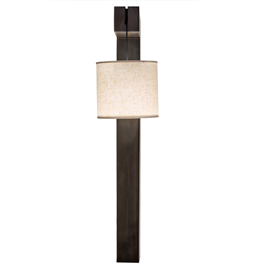 Meyda Lighting Cilindro 12" Amorire Hickory Wall Sconce With Off White Textrene Shade