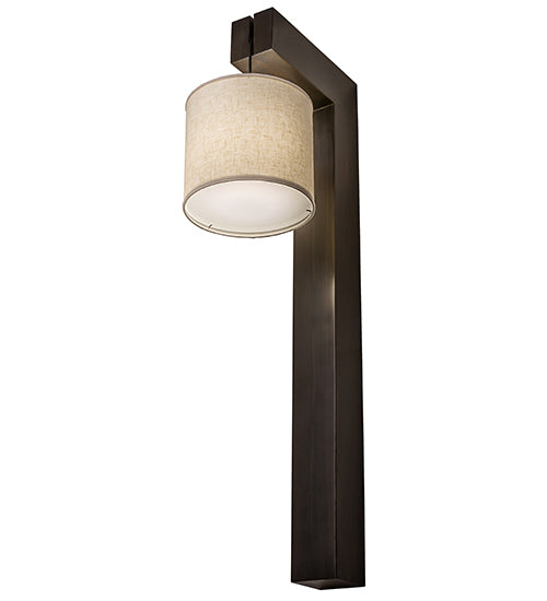 Meyda Lighting Cilindro 12" Amorire Hickory Wall Sconce With Off White Textrene Shade