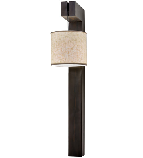Meyda Lighting Cilindro 12" Amorire Hickory Wall Sconce With Off White Textrene Shade
