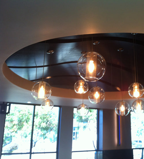 Meyda Lighting Cilindro 12" Extreme Chrome Bola Pendant Light With Clear Seeded Shade Glass