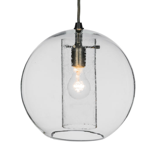Meyda Lighting Cilindro 12" Extreme Chrome Bola Pendant Light With Clear Seeded Shade Glass