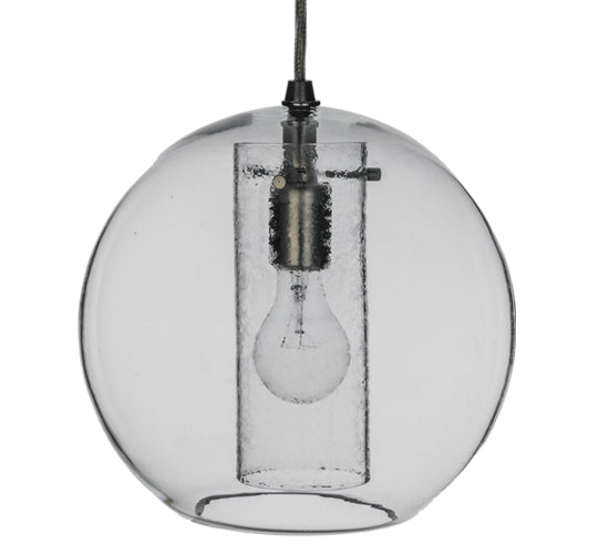 Meyda Lighting Cilindro 12" Extreme Chrome Bola Pendant Light With Clear Seeded Shade Glass