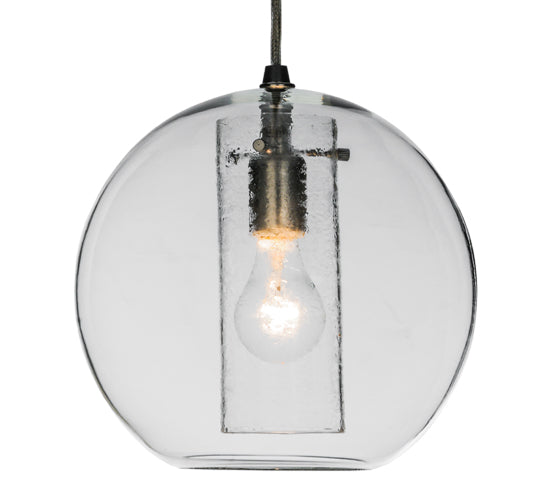 Meyda Lighting Cilindro 12" Extreme Chrome Bola Pendant Light With Clear Seeded Shade Glass
