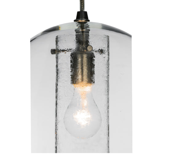 Meyda Lighting Cilindro 12" Extreme Chrome Bola Pendant Light With Clear Seeded Shade Glass