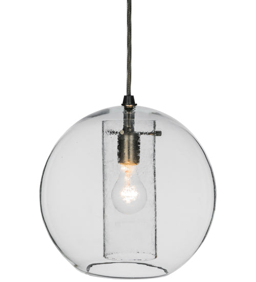 Meyda Lighting Cilindro 12" Extreme Chrome Bola Pendant Light With Clear Seeded Shade Glass
