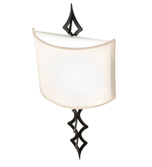 Meyda Lighting Cilindro 12" LED Flat Black Diamente Wall Sconce With Eggshell Textrene & Contrail Mist Idalight Shade